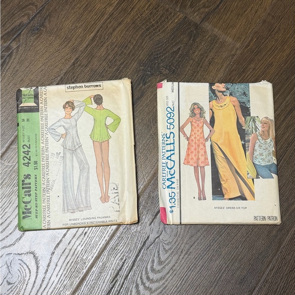 Dresses & Skirts - Vintage Lounging Pajamas and dress patterns 1970’s